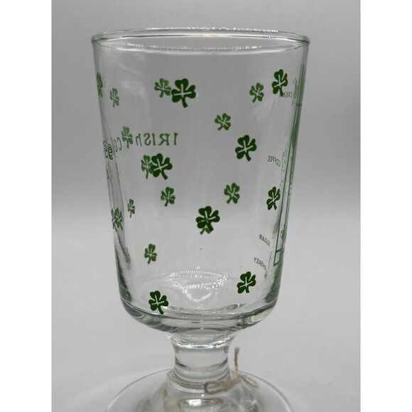 Irish Coffee Glass With Green Shamrock Pattern & Recipe Detail St Patrick's Day - Picture 8 of 11